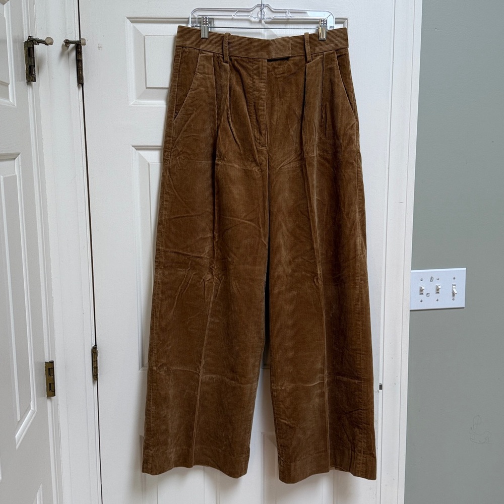 NWOT Banana Republic High Rise Wide Leg Pleated Corduroy Trousers Sz 12 - Picture 2 of 10